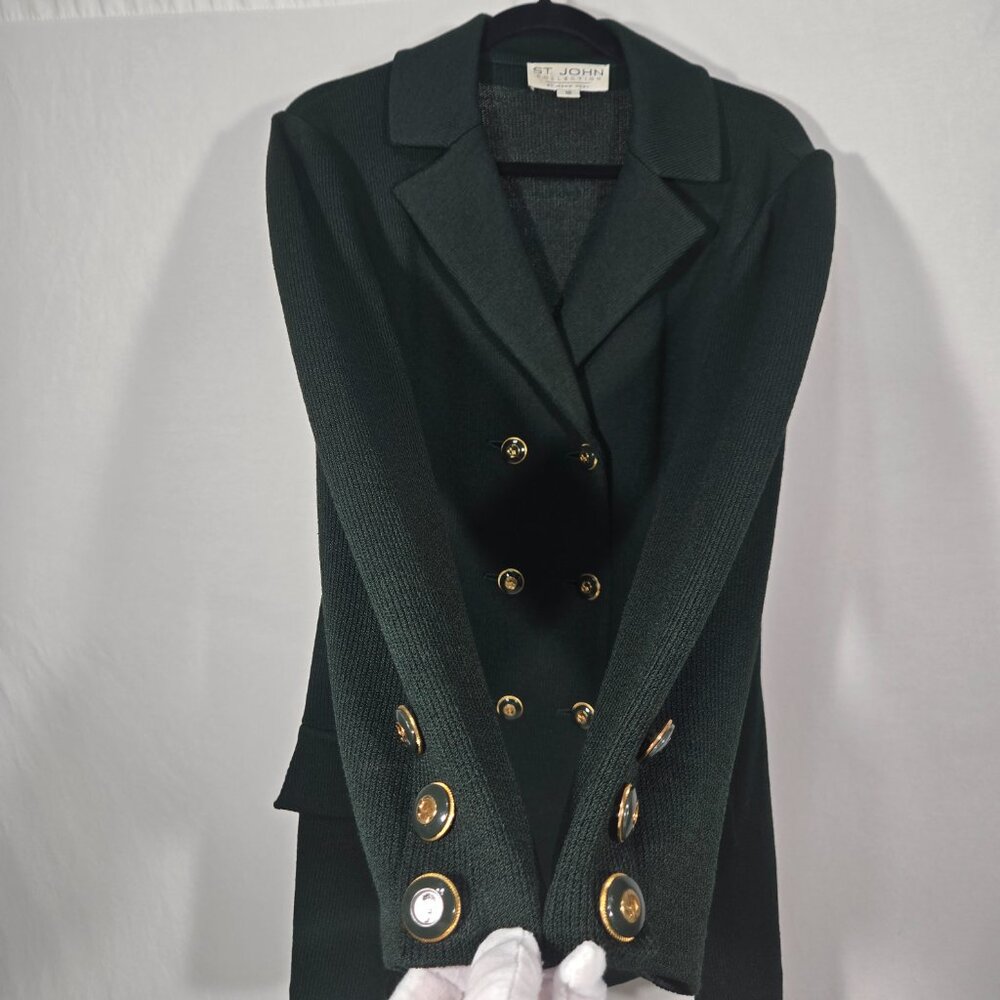 ST. JOHN Collection by Marie Gray Elite-Green Santana Knit Blazer Women Size 10. - Picture 5 of 17
